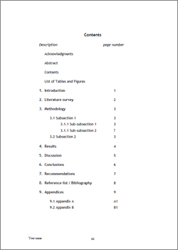 Dissertation appendix structure